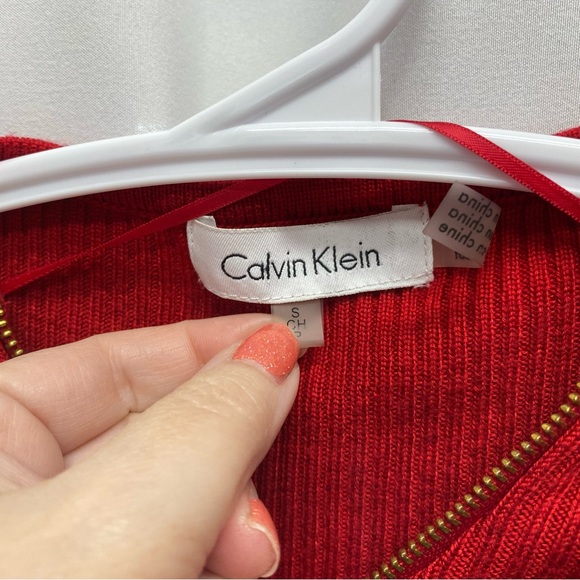 Calvin Klein women's sweater cardigan size small red gold preppy y2k - Picture 6 of 10